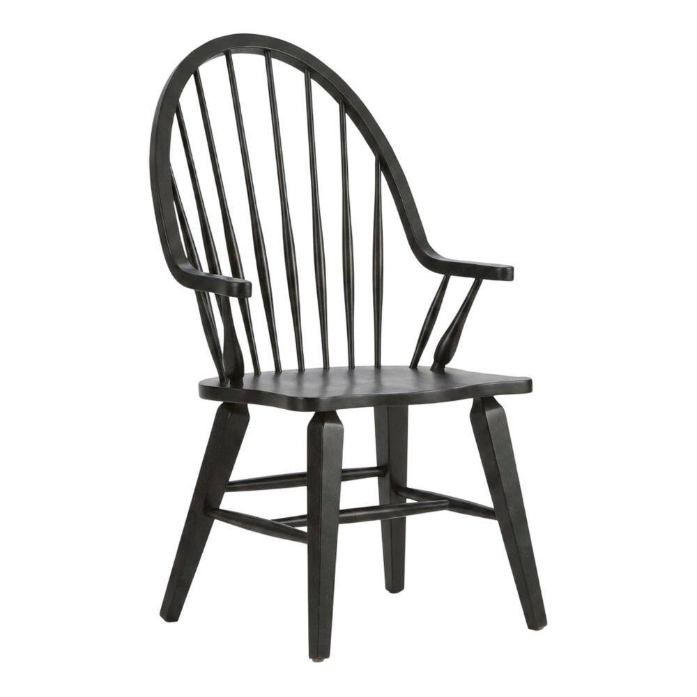 Back. Starlight Canyon Home - Windsor Back Armchair in Black with Elegant Tobacco Finish - Brown.