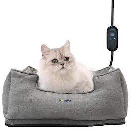 PawsPik - Indoor Electric Heated Cat & Small Dog Bed, Fleece Lined, Small - Ash Gray