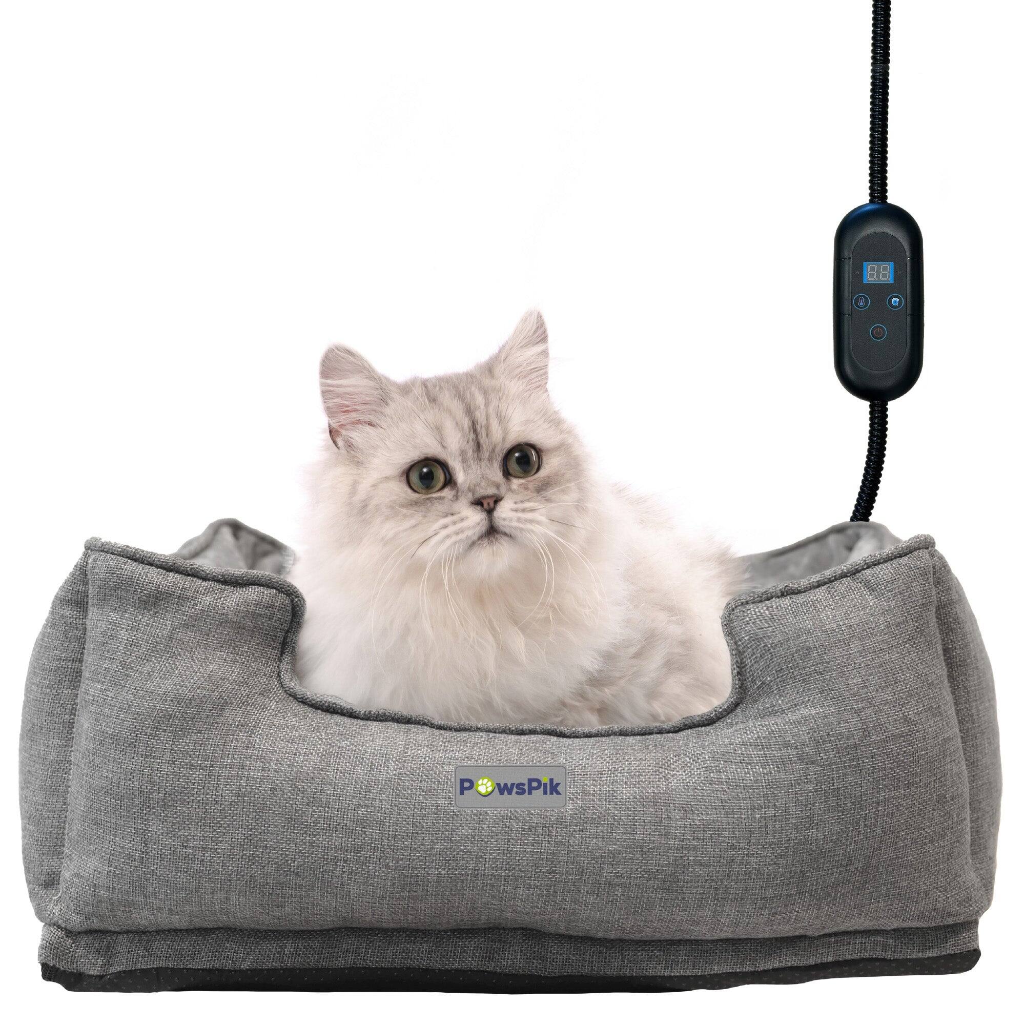 Front. PawsPik - PawsPik Indoor Electric Heated Cat & Small Dog Bed, Fleece Lined, Ash Gray, Small - Ash Gray.