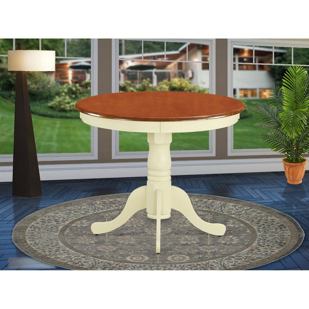Back. East West Furniture - Dining Room Set Buttermilk & Cherry - Brown.