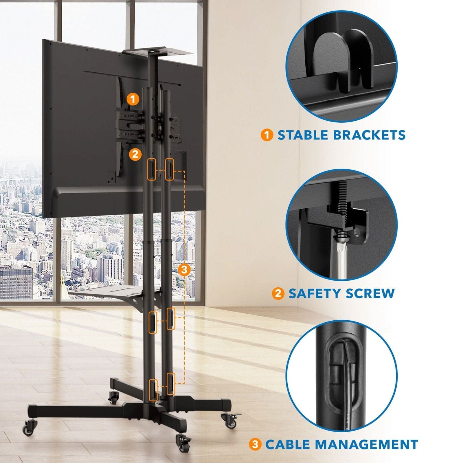 1. STABLE BRACKETS  
2. SAFETY SCREW  
3. CABLE MANAGEMENT