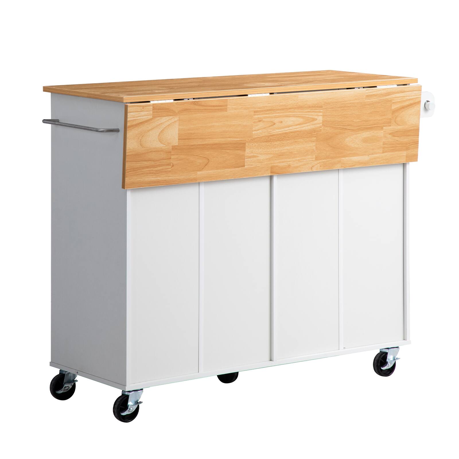 Alt View 5. VEVOR - Kitchen Island Cart with Storage, 47.64 in Wide Mobile Rolling Storage Island on Swivel Wheels, with 2 Drawers - White.