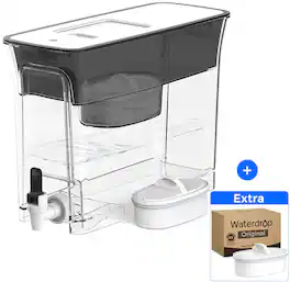 Waterdrop - WFD-40L Water Filter Dispenser, 35-Cup Slim Water Filter Pitcher, with 1+1 Filters - Black