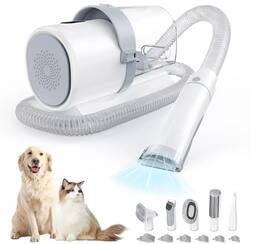 Aukfa - 5-in-1 Dog/Cat Grooming Kit, 2.5L Pet Hair Vacuum & Electric Clippers for Effortless At-Home Care