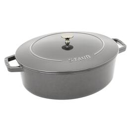 Staub - Cast Iron 6.25-qt Shallow Oval Dutch Oven - Graphite