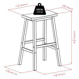 FurniFact - Antique Solid Wood Saddle Seat Bar Stool - Walnut