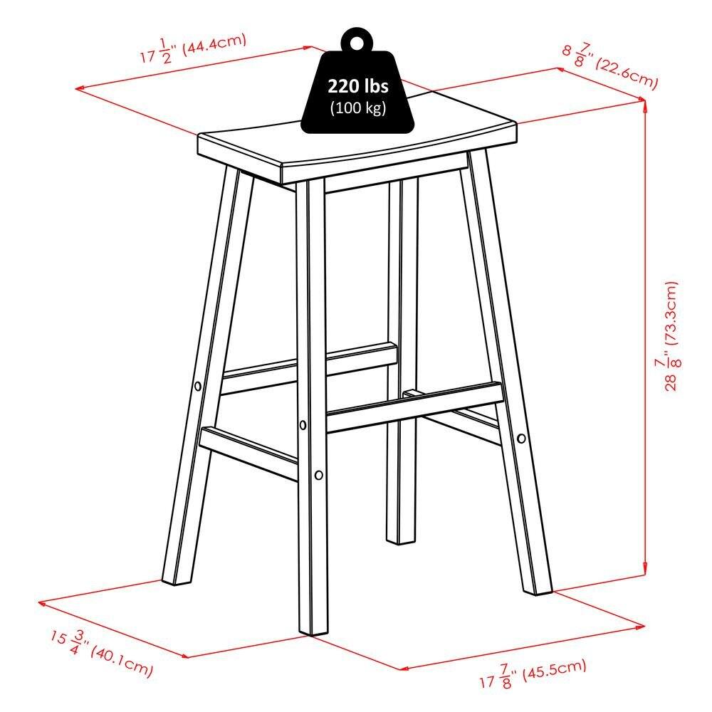 1. (44.4cm) 17 1/2"  
2. 220 lbs (100 kg)  
3. 8 7/8" (22.6cm)  
4. 28 7/8" (73.3cm)  
5. 15 3/4" (40.1cm)  
6. 17 7/8" (45.5cm)
