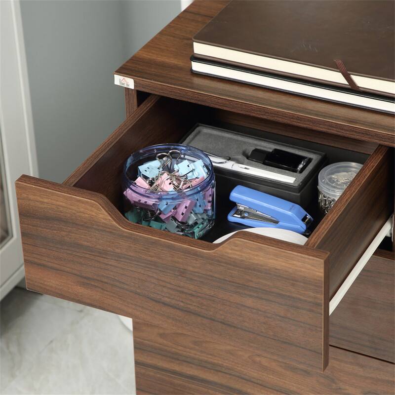 Angle. HTUTWOO - 3 Drawer Office Storage Cabinet - Under Desk Mobile File Cabinet, Rolling Wheels with Locking Brakes, Slide-Out Drawers - Black.