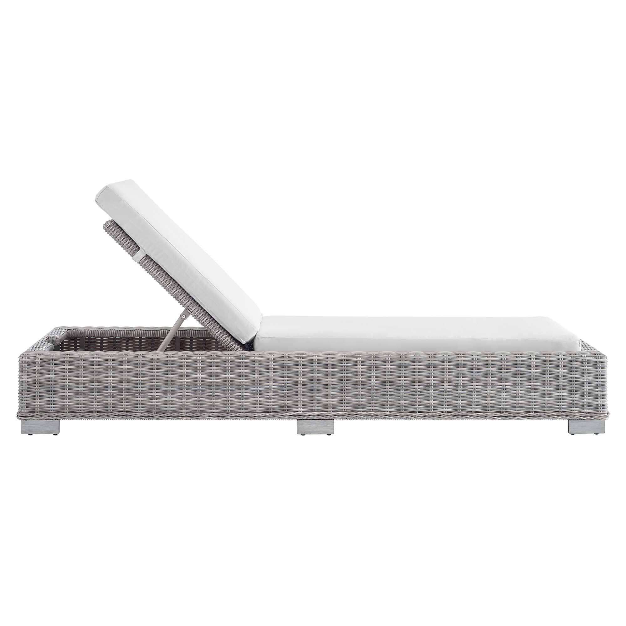 Back. Modway - Conway Outdoor Patio Wicker Rattan Chaise Lounge - Light Gray White.
