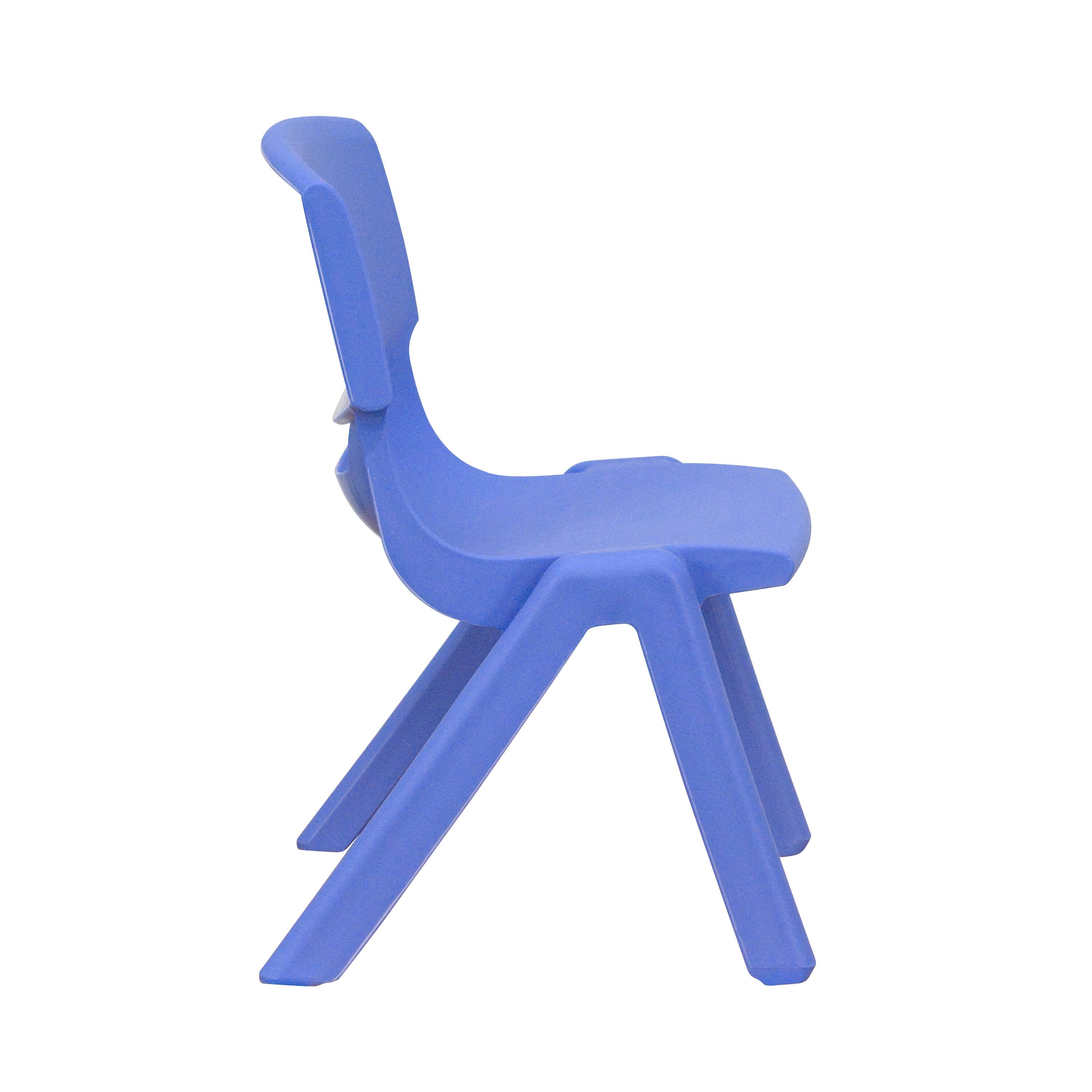 Alt View 7. Emma + Oliver - 4 Pack Plastic Stackable Pre-K/School Chairs with 10.5"H Seat - Blue.