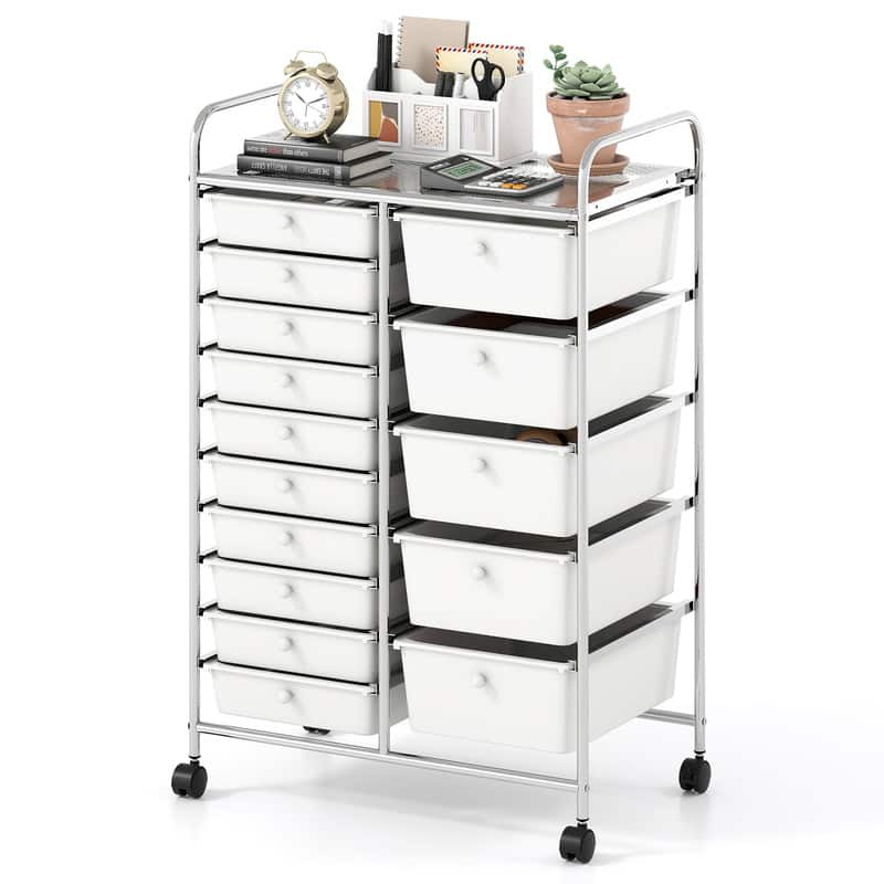 WELLFOR - 15-Drawer Utility Rolling Storage Cart with Metal Tabletop , Drawer Organizer for Craft Office School Storage - White price history on PriceWatchPro