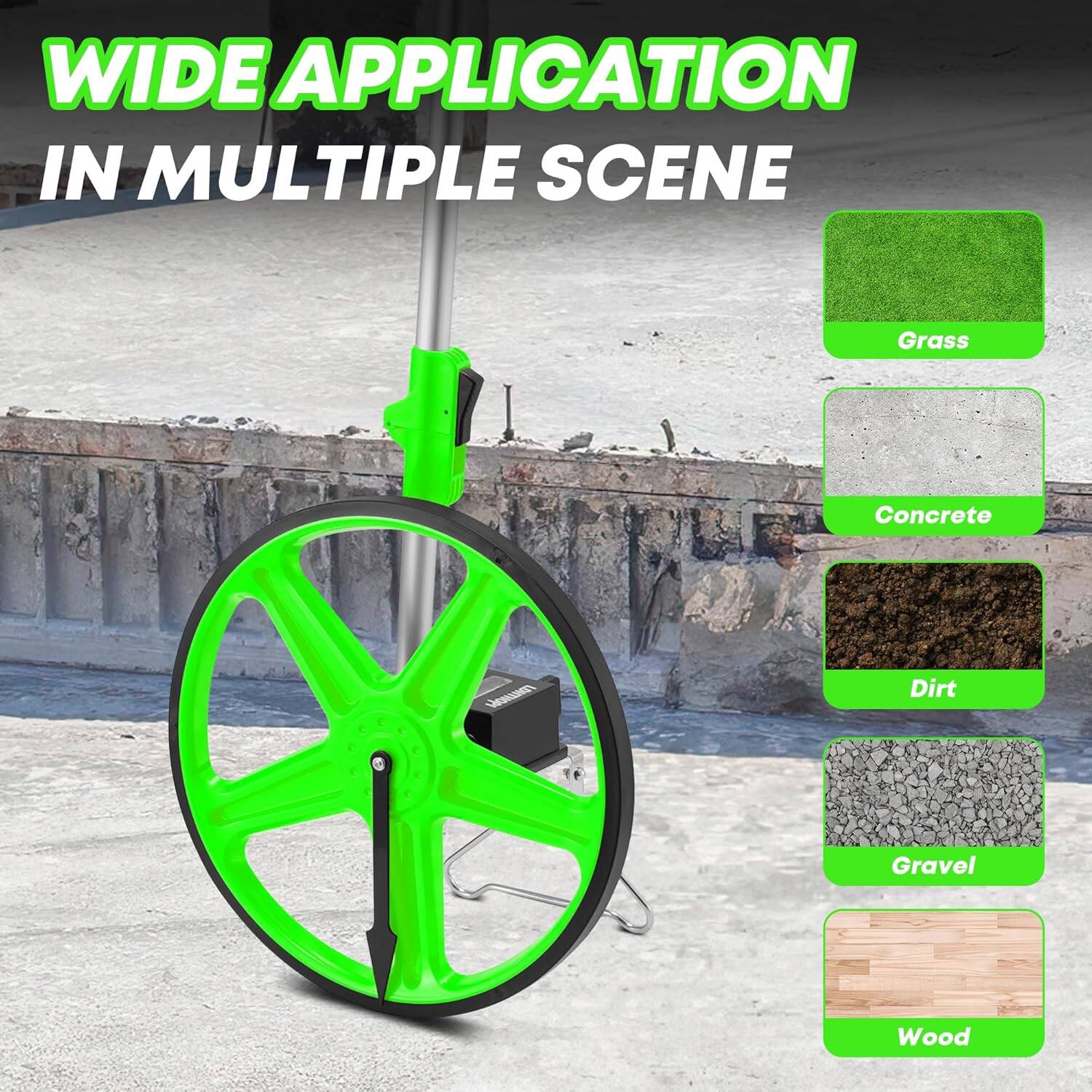 Grass, Concrete, Dirt, Gravel, Wood