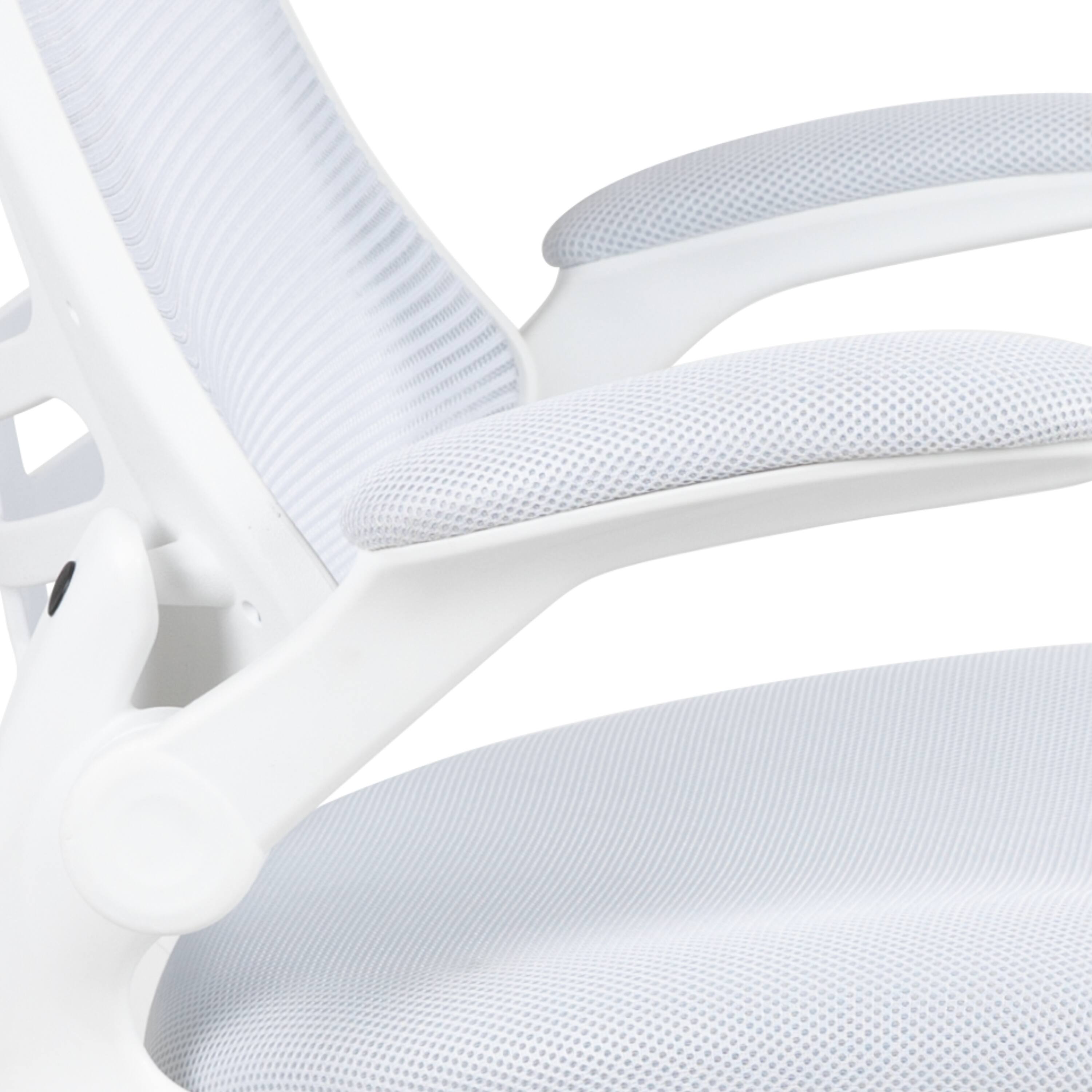 Alt View 10. Emma + Oliver - Mid-Back Mesh Swivel Ergonomic Task Office Chair with Flip-Up Arms - White Mesh/White Frame.