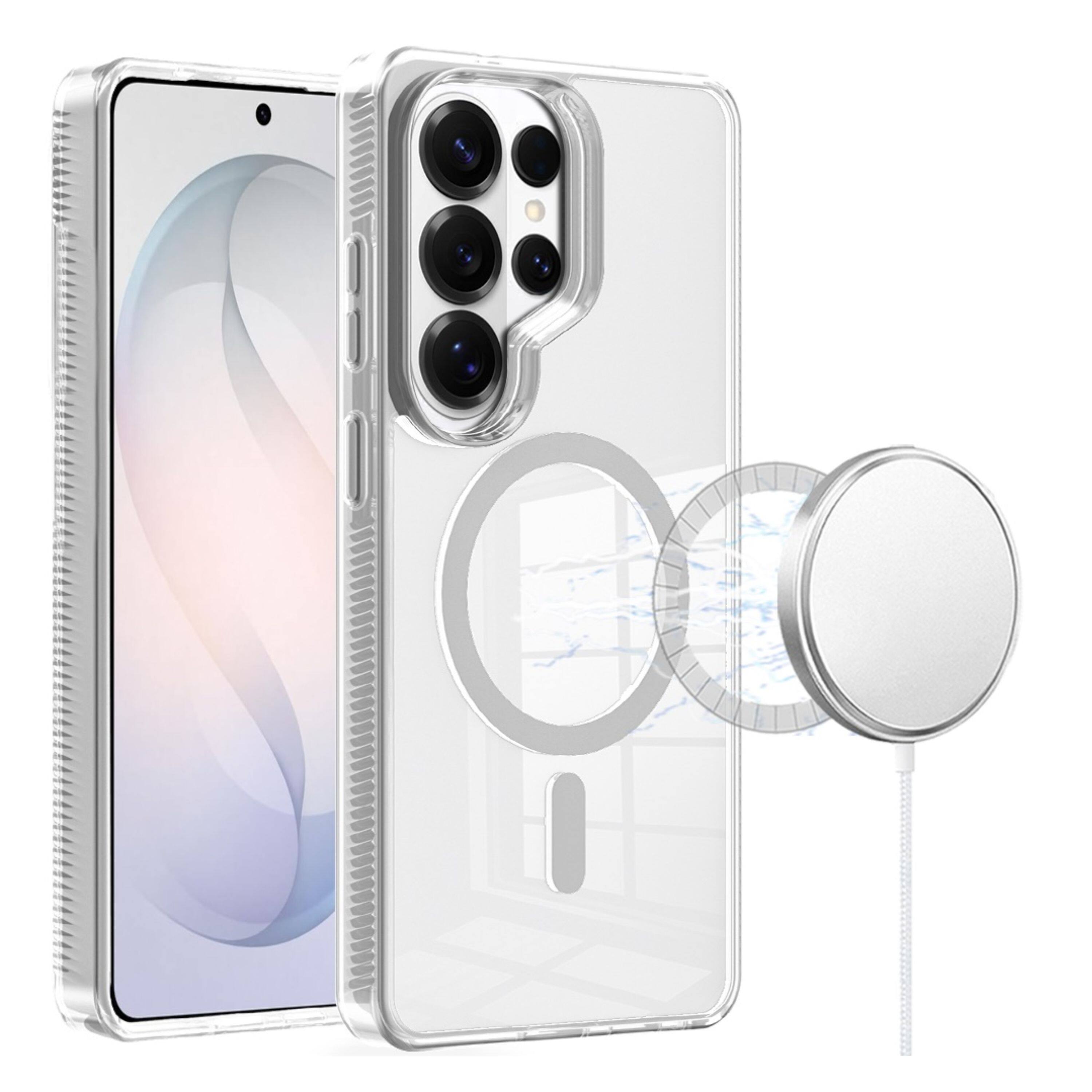 Angle. Kitcheniva - Hybrid Grip Sides Magnetic Circle Phone Case With Tempered Glass For Samsung Galaxy S26 Ultra Clear - Clear.