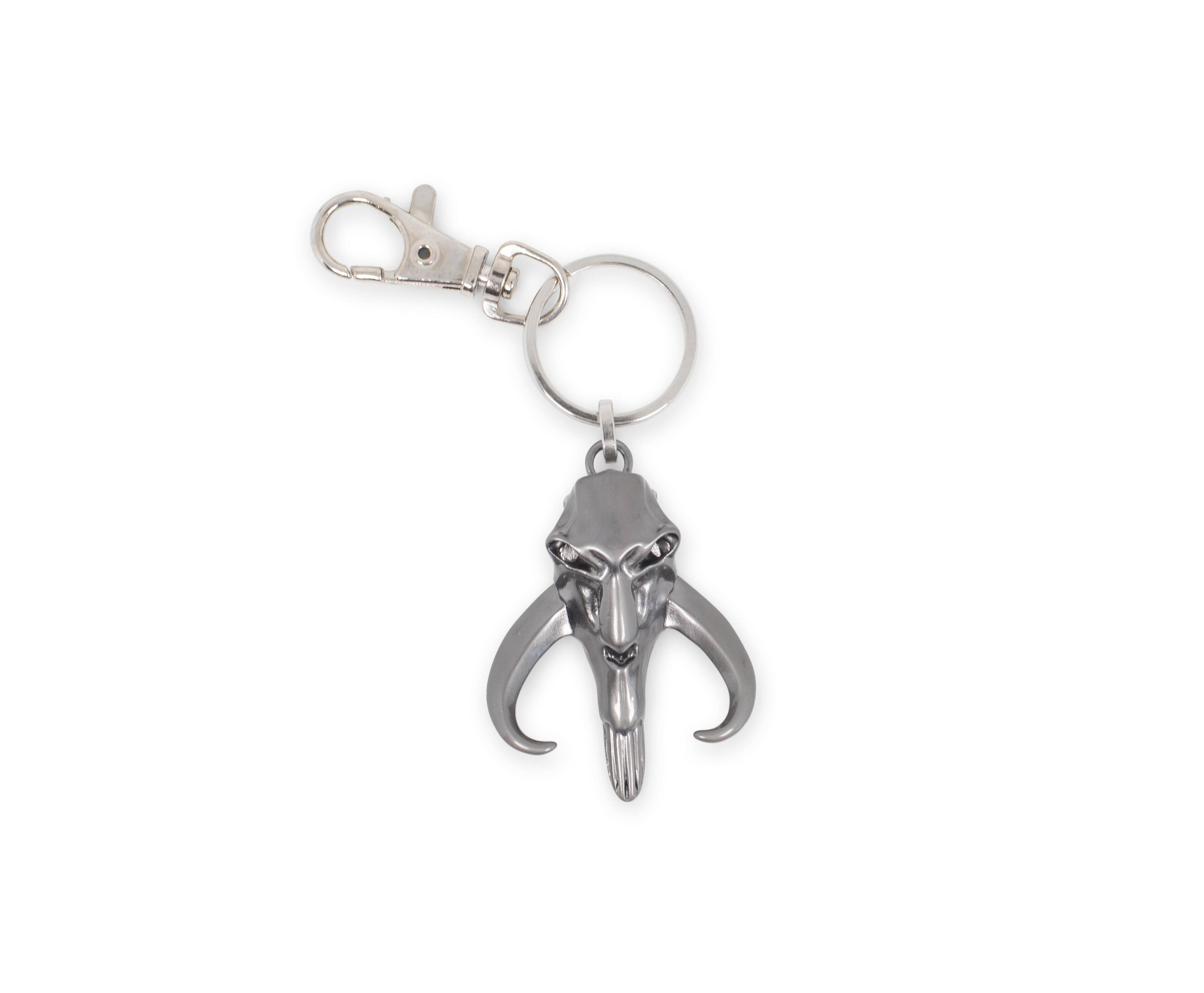 Alt View 1. SalesOne LLC - Star Wars Mandalorian Mythosaur Logo 3D Flat Back Heavy Duty Metal Car Keychain - Silver.