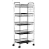Front. Costway - Costway 5 Tier Mesh Rolling File Utility Cart Storage Basket Home Office Kitchen Black - Black.