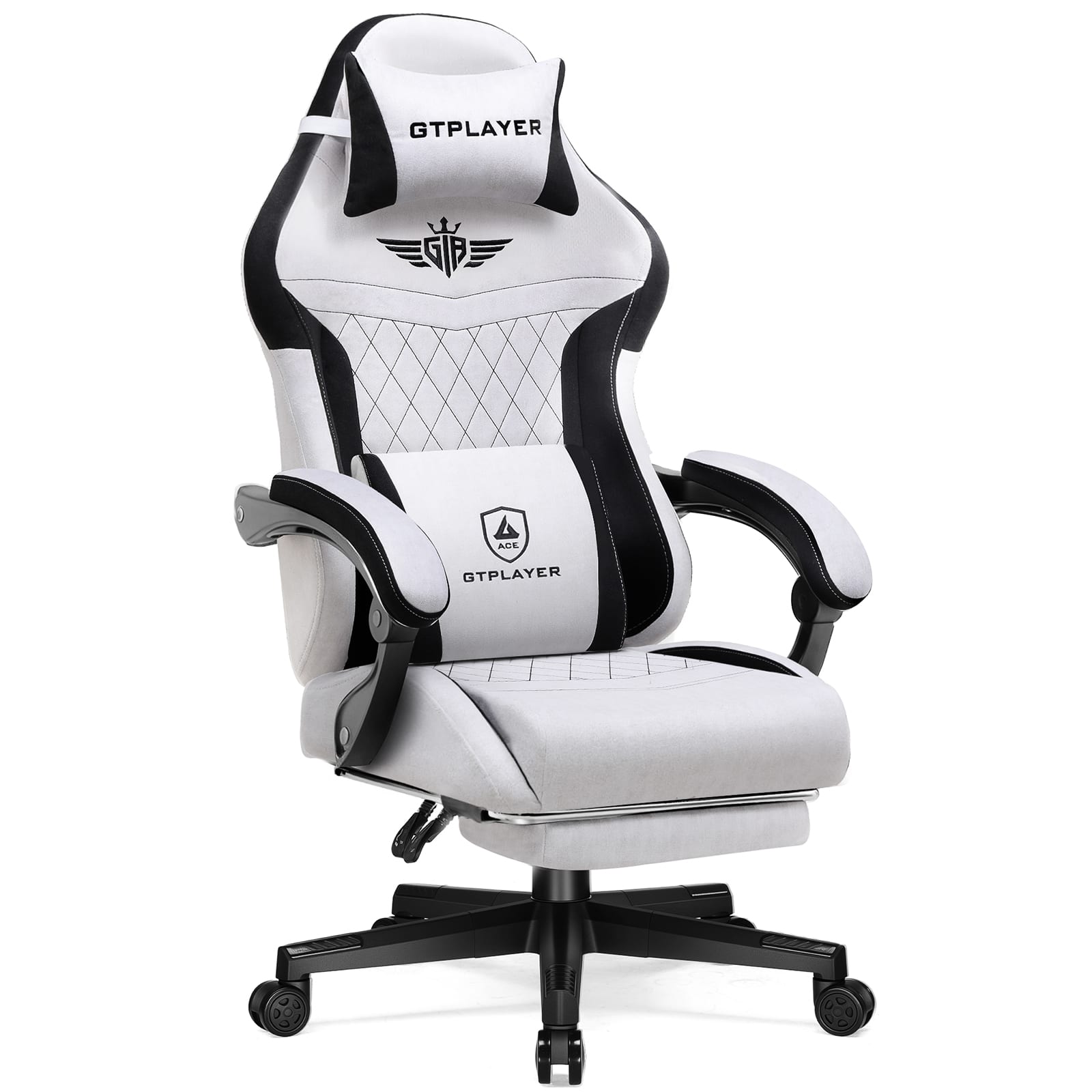 GTPlayer - Gaming Chair with Extended Backrest Fabric Computer Chair - Gray