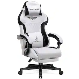 GTPlayer - Gaming Chair with Extended Backrest Fabric Computer Chair - Gray