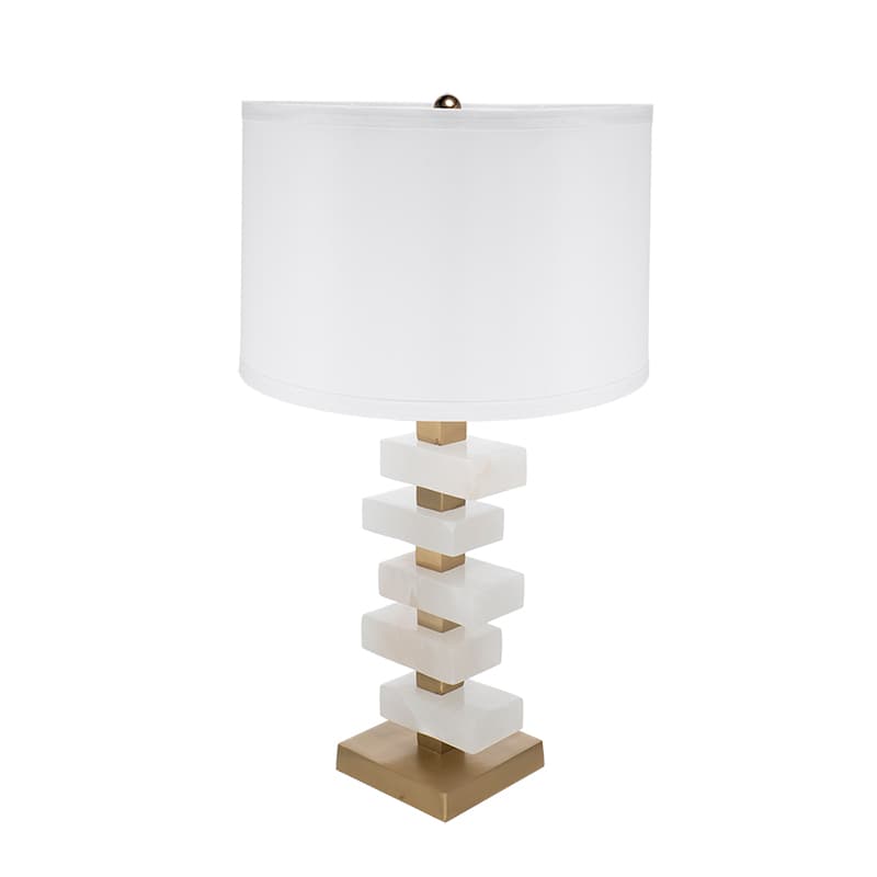 Alt View 1. Luckbyte - D15x26.7" White Gold Alabaster Slab Table Lamp Lamp Shade Assembly Required.