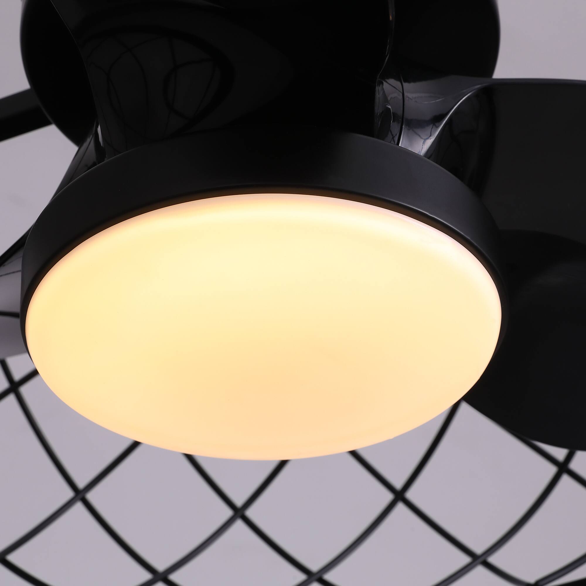 Alt View 10. Siljoy - 20 Inch Matte Black Caged Ceiling Fan Light Remote 6-Speed Reversible Waterproof for Bedroom Kitchen Patio - Matte Black.