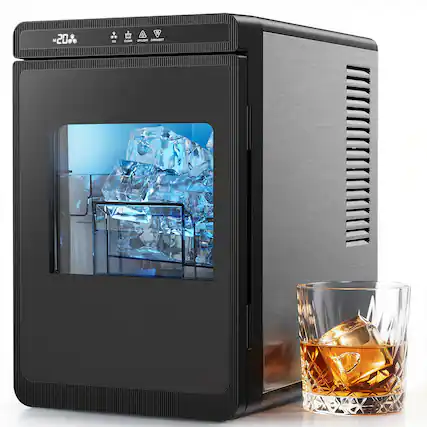 Front. Silonn - Countertop Clear Ice Cube Maker for the Perfect Cocktail, Makes 3 Large 1.6″ Cubes in 20 Mins, Adjustable & Auto Clean - Black.