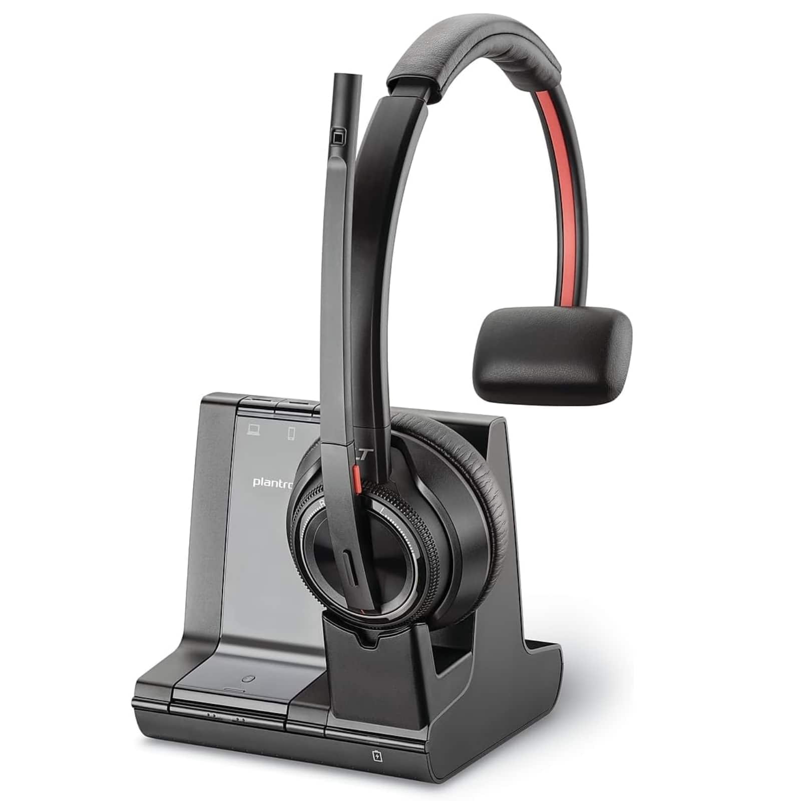 Plantronics - Savi 8210-M DECT Mono On-Ear Office Headset - Microsoft Teams Certified - 3-Device Connectivity - 13Hr Talk Time - 590ft - Black