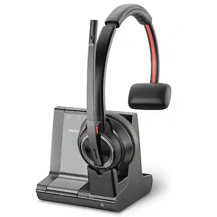 Front. Plantronics - Savi 8210-M DECT Mono On-Ear Office Headset - Microsoft Teams Certified - 3-Device Connectivity - 13Hr Talk Time - 590ft - Black.