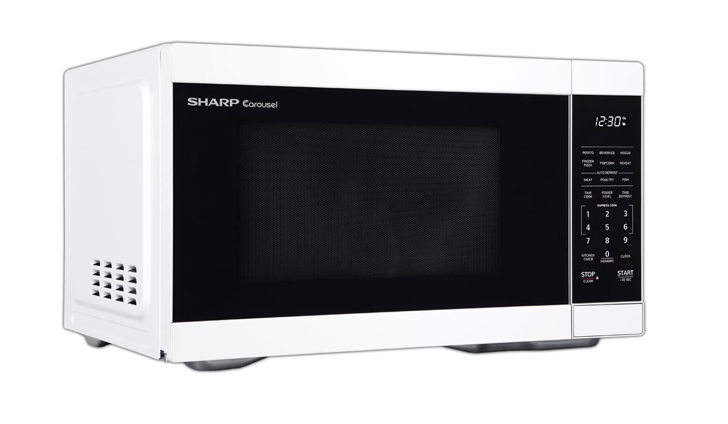 Left. Sharp - 1.1 cu ft Countertop Microwave with 1000 watts and Auto Cook Features - White.