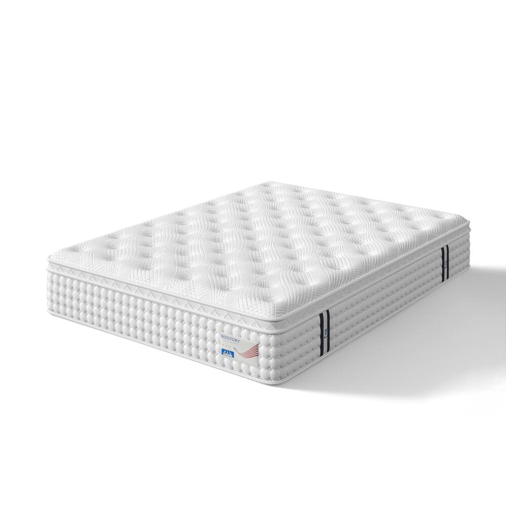 Front. PDTEND - Queen Size 12 in. Medium Firm Hybrid Mattress with Memory Foam & Pocket Spring for Spine Support - White.