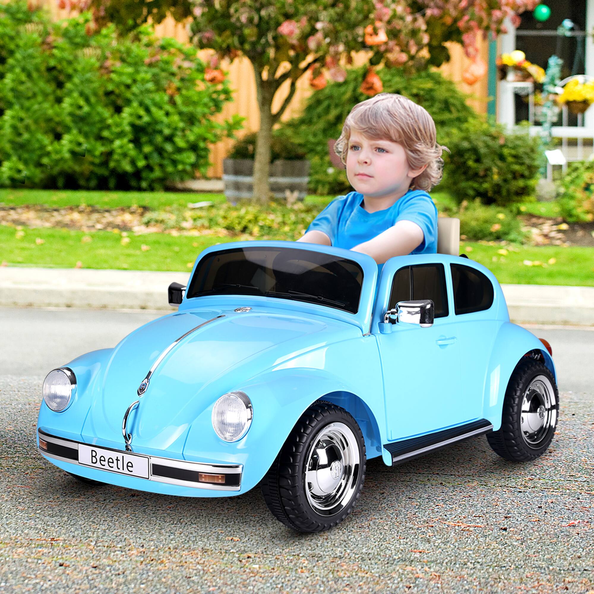 Angle. Aosom - Licensed Volkswagen Beetle Electric Kids Ride-On Car 6V Battery Powered Toy with Remote, Music, Horn, MP3 for 3-6.