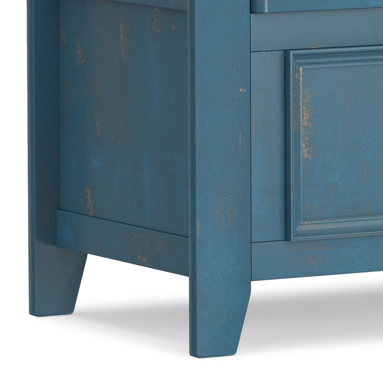 Alt View 6. Simpli Home - Amherst 48 inch Wide Solid Wood Transitional Entryway Bench in Distressed Coastal Blue - Distressed Coastal Blue.