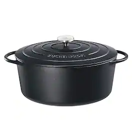 Kuchenprofi - Provence Enameled Cast Iron Oval Dutch Oven, 13" L, 7.4 qt - Classic Black