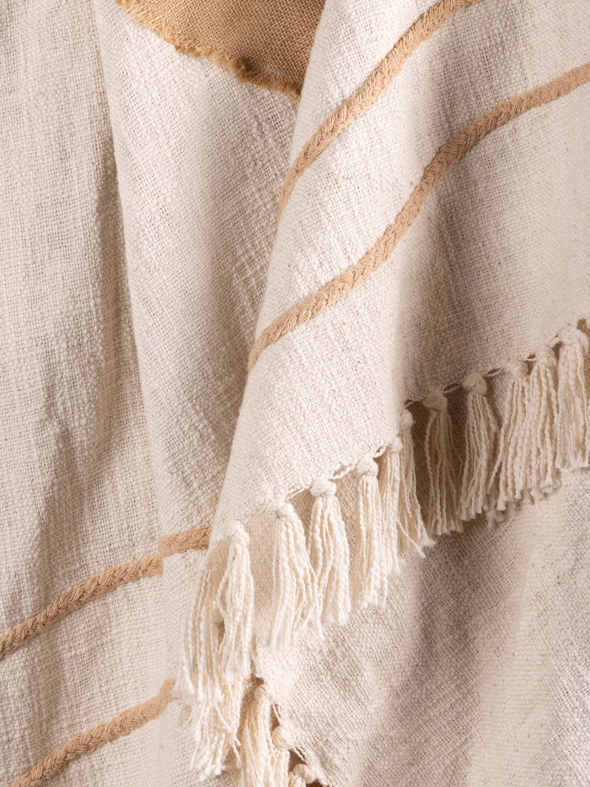 Left. GAURI KOHLI - Zoya Throw Blanket - Shades of beige and brown.