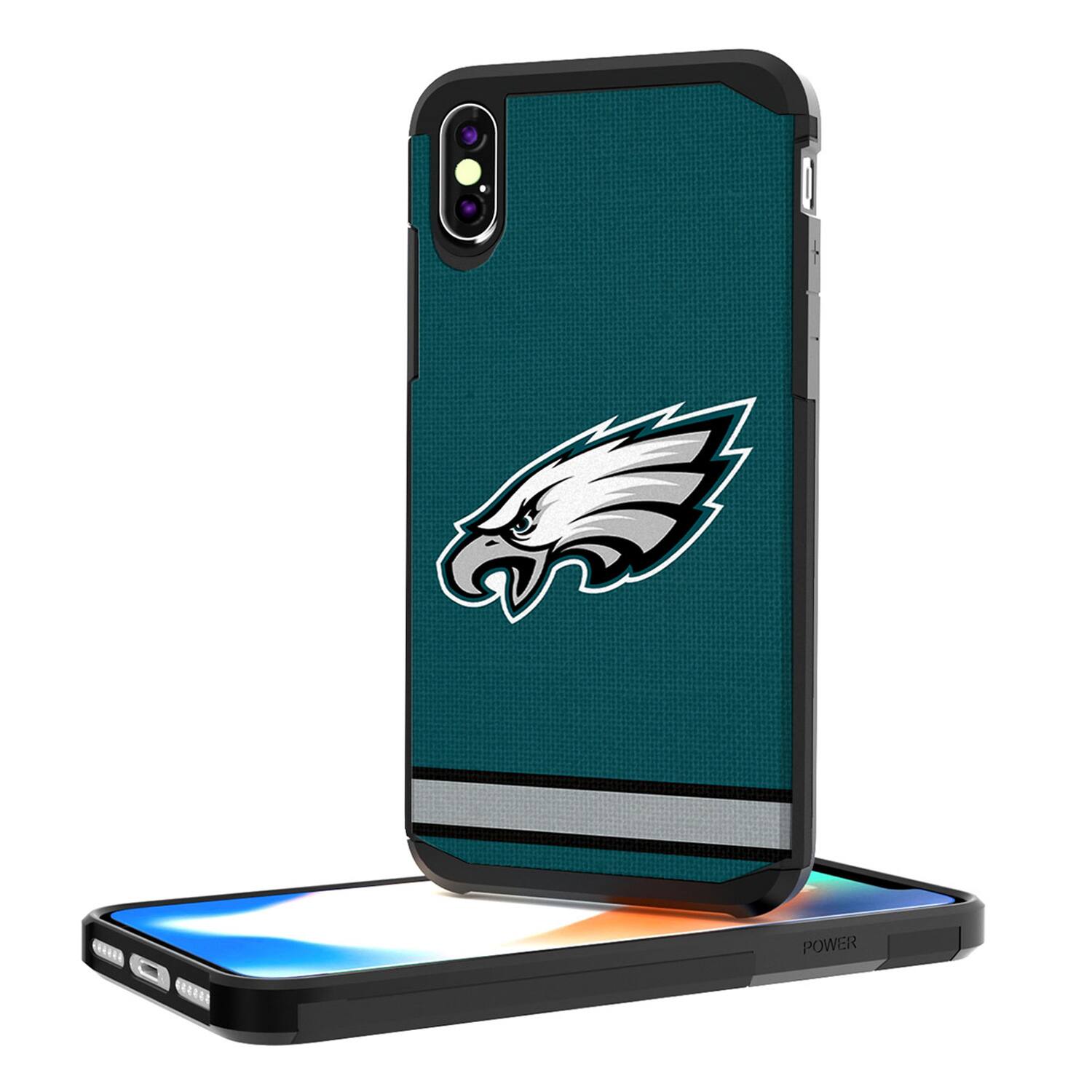 Alt View 2. Keyscaper - Philadelphia Eagles iPhone Rugged Stripe Design Case - 12 Pro Max - Multicolor.