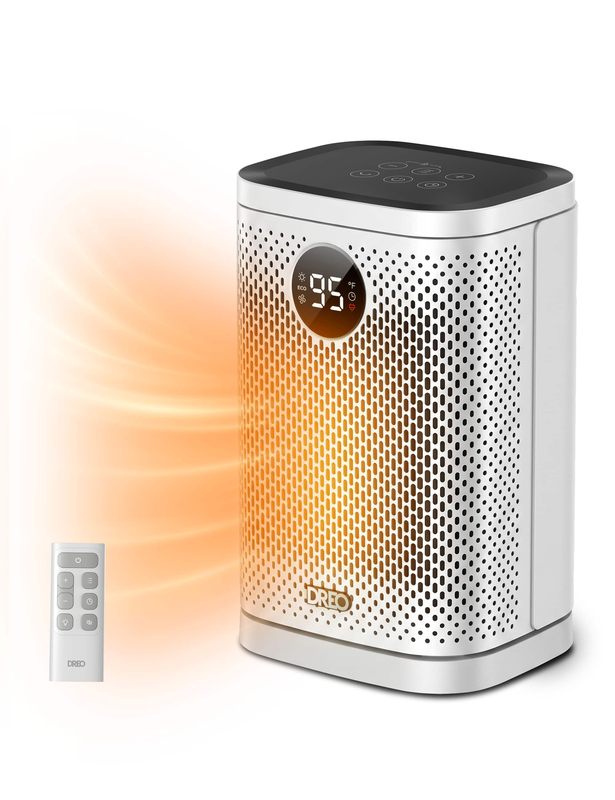 DREO - 2-PK Atom Core 1500W Heater with 70° Oscillation, Thermostat, 3 Heat Levels
