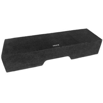 Angle. NVX - 1996-2006 Silverado/Sierra Extended Cab - Custom-Fit Empty Dual 12" Sealed Subwoofer Enclosure - Black.