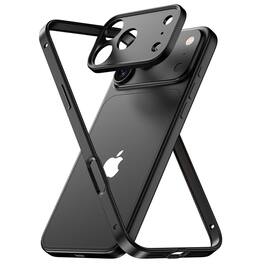 Dteck - Slim Heat Dissipation Aluminum Metal Bumper Phone Case for Apple iPhone 17 Pro Max with Detachable Camera Lens Shield - Black