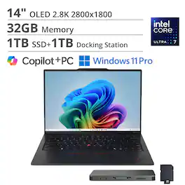 Lenovo - ThinkPad X1 Carbon G13 - Copilot+ PC - 14" 2.8KOLED Laptop - Intel Ultra 7 with 32GB Memory - 1TB SSD - Black
