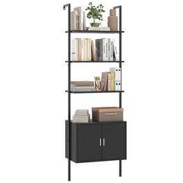 Kadyn - 72.5" Tall Bookshelf with Cabinet - Anti-Tipping Kits & Metal Frame - Black