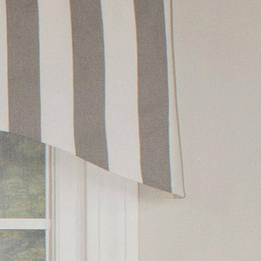 Left. RLF Home - RLF Home Awning Style Stripe Design 3" Rod Pocket Valance 50" x 17" Gray - Gray.