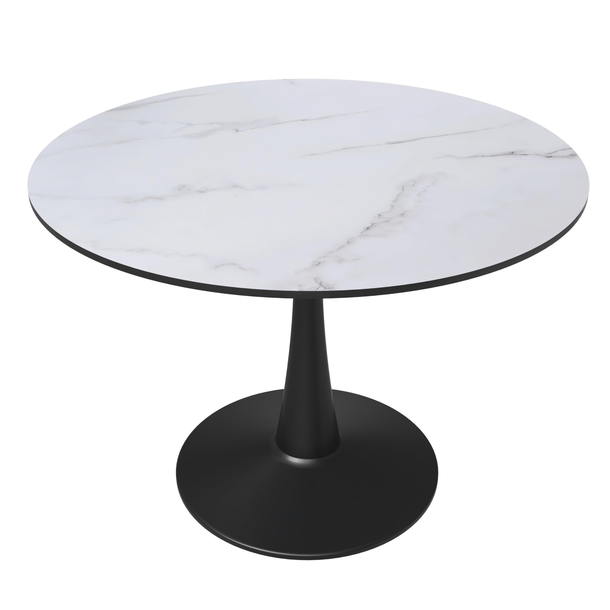 "LeisureMod - Bristol 40"" Round Dining Table MDF Wood Top Black Steel Pedestal Base Accent Café Table for Kitchen & Dining Spaces - Marbled White" price history on PriceWatchPro