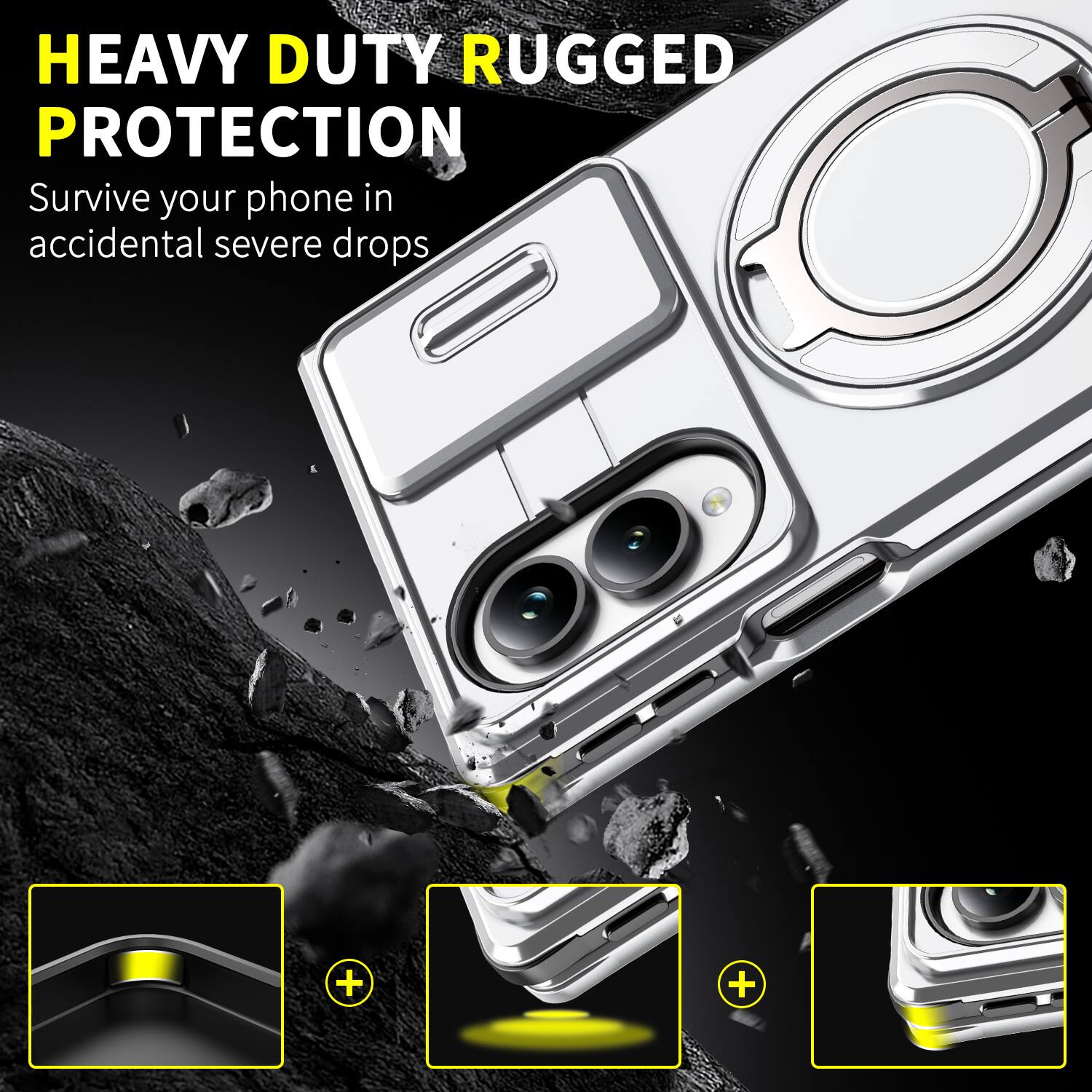 HEAVY DUTY RUGGED PROTECTION  
Survive your phone in accidental severe drops