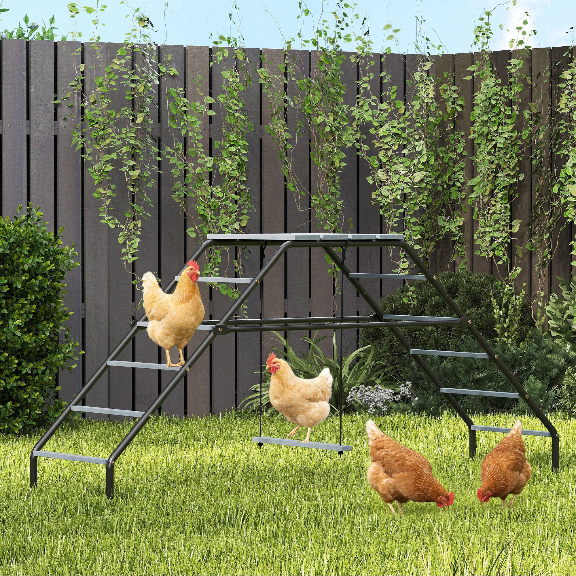 Alt View 1. Pawhut - Coop Perches with Adjustable Swing, 10 Roosting Bars - Gray.