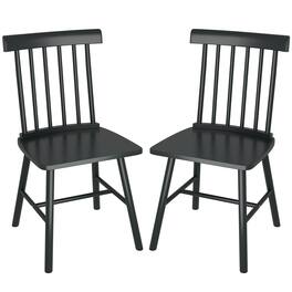 Homcom - Windsor Dining Chairs Set of 2, Farmhouse Wooden Kitchen Chairs with Spindle Backrest for Dining Room, Living Room - Black