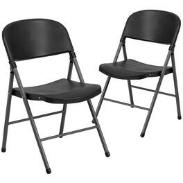 Emma + Oliver - 2 Pack Home & Office 330 lb. Capacity Foldable Plastic Chair - Black