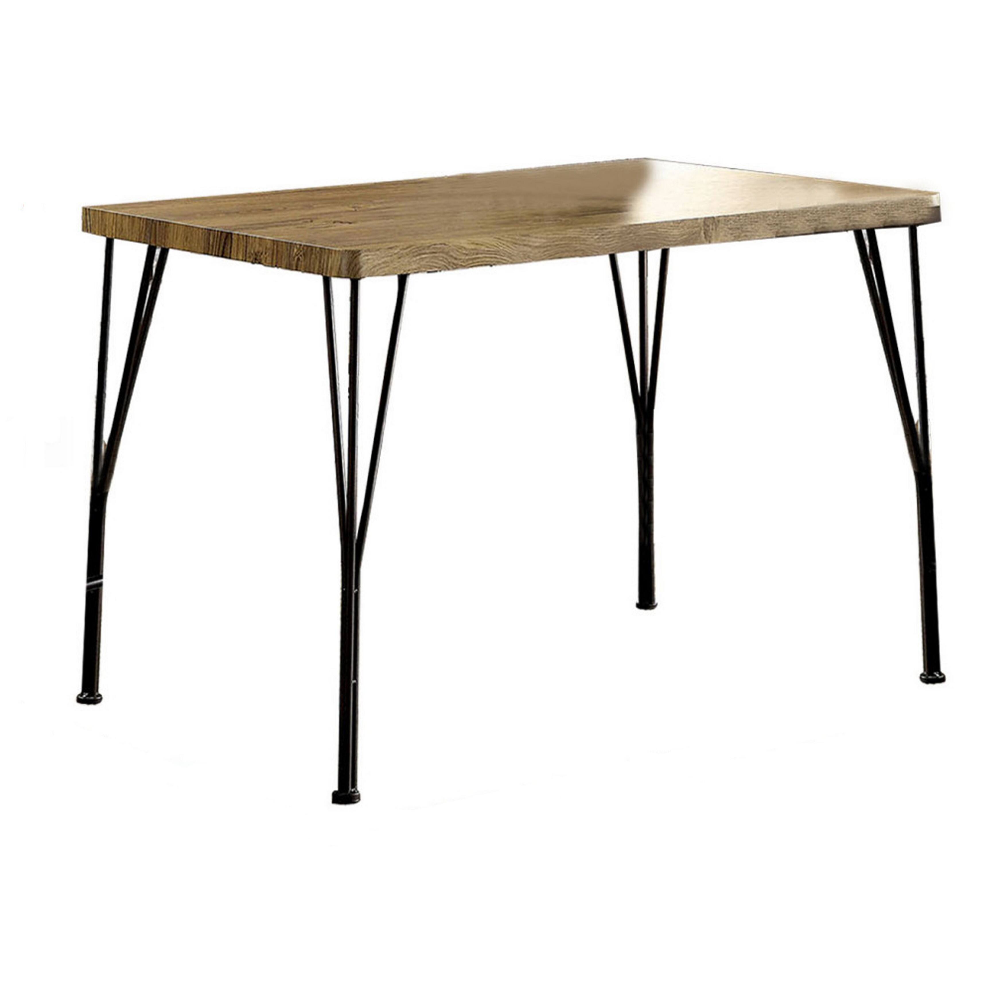 Alt View 1. Manhattan Lane - Leba 5 Piece Dining Table Set, 4 Chairs, Brown Wood Seat, Bronze Metal Legs - Brown, Bronze.