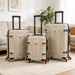Oumilen - 3 Piece Luggage Set – 20" + 26" + 30" ABS Hardshell Suitcases, Spinner Wheels with TSA Lock - Beige