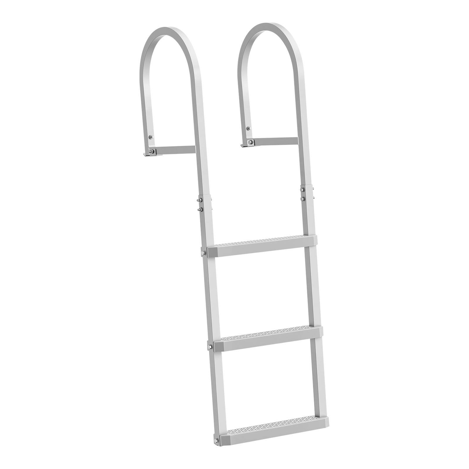 Alt View 5. VEVOR - Removable Dock Ladder, 3 Steps, Aluminum Alloy Pontoon Boat Swim Ladder, with Non-Slip Wide PP Steps - Silver.