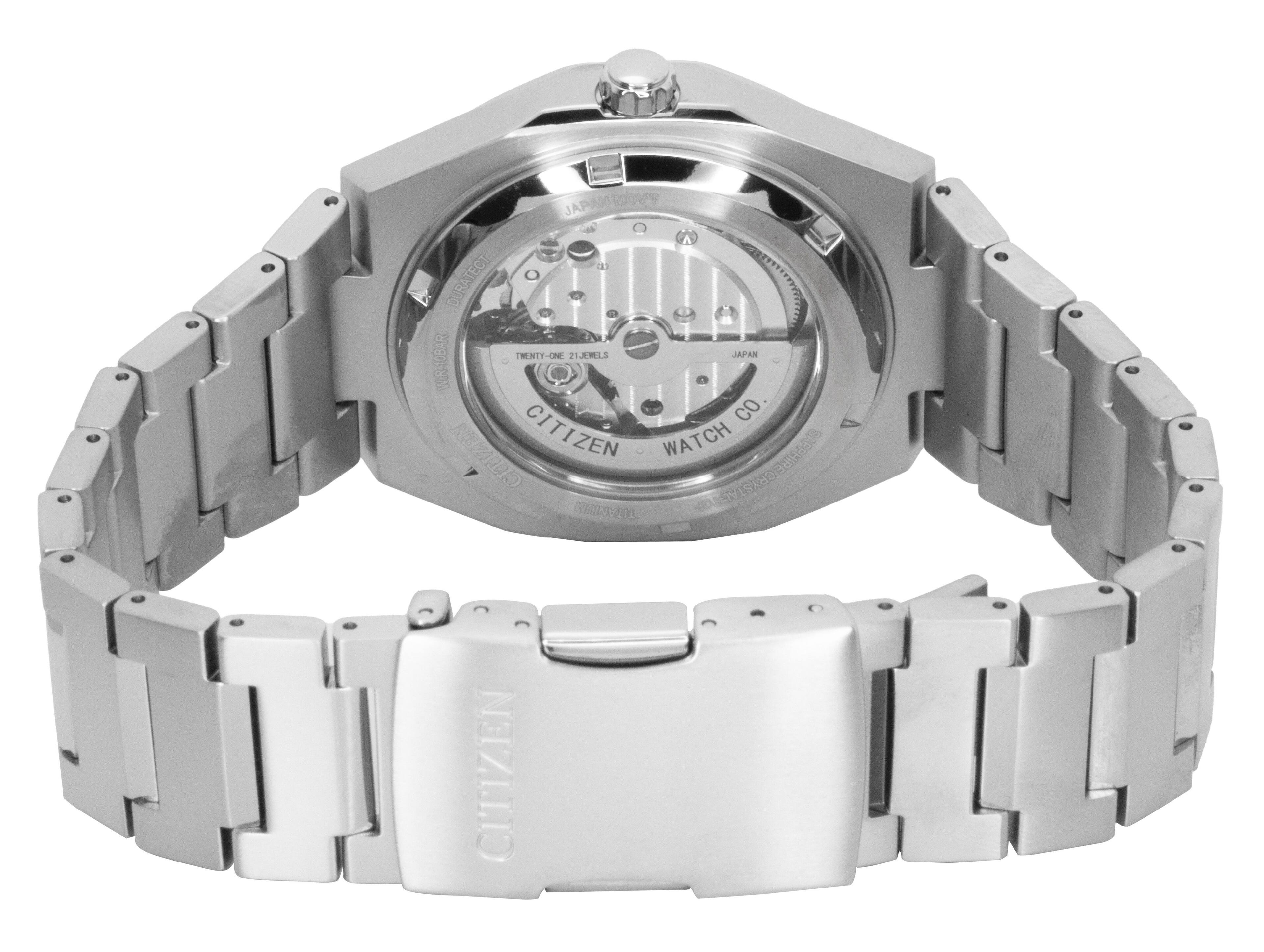 JAPAN MOV'T  
DURATECT IMENTY-ONE 21JEWELS JAPAN WR.10BAR CO  
CITIZEN CITIZEN WATCH SAPPHIRE CRYSTAL TITANIUM