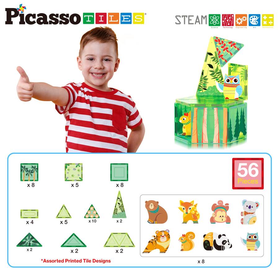 PicassoTiles PICASSO TILES Magnetic Tiles for Kids – Forest Animals ...
